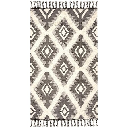 Safavieh 3 x 5 ft. Kenya 910H Hand Knotted Rectangle Area Rug Black & Ivory KNY910H-3
